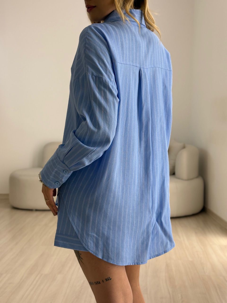 CAMISA GEANE LISTRAS AZUL