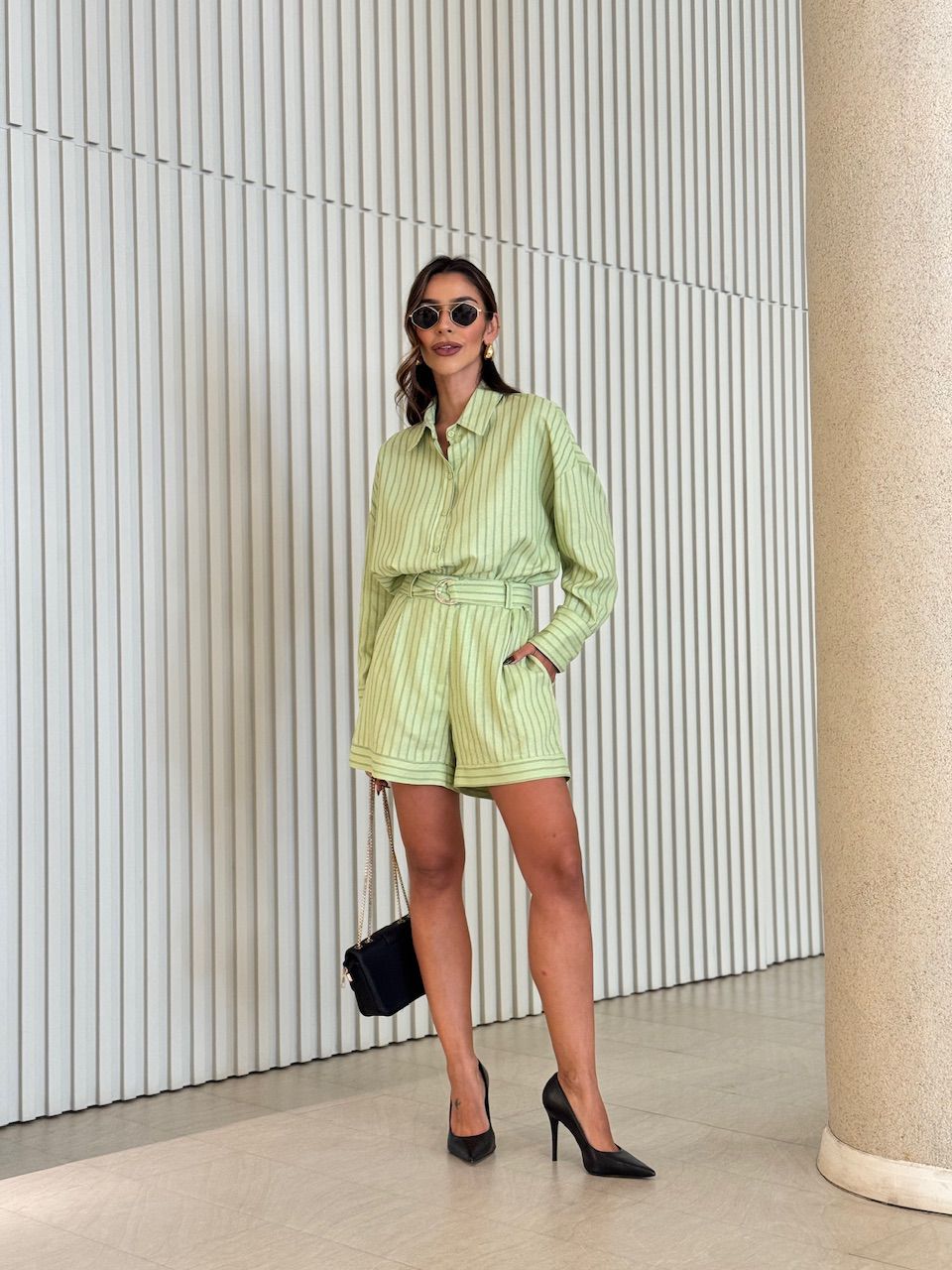 CAMISA GEANE LISTRAS VERDE