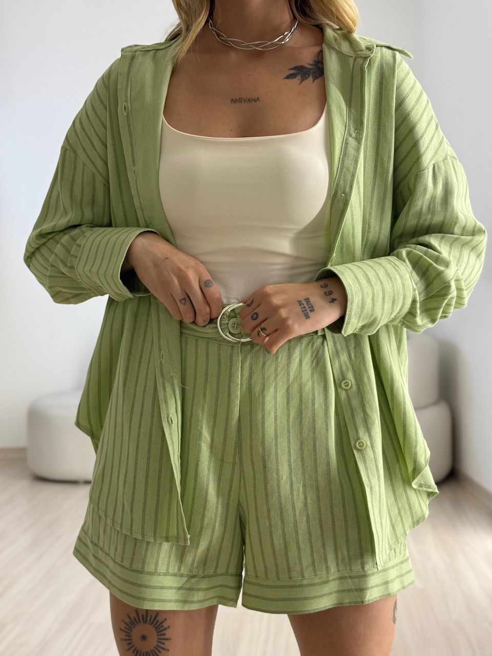 CAMISA GEANE LISTRAS VERDE