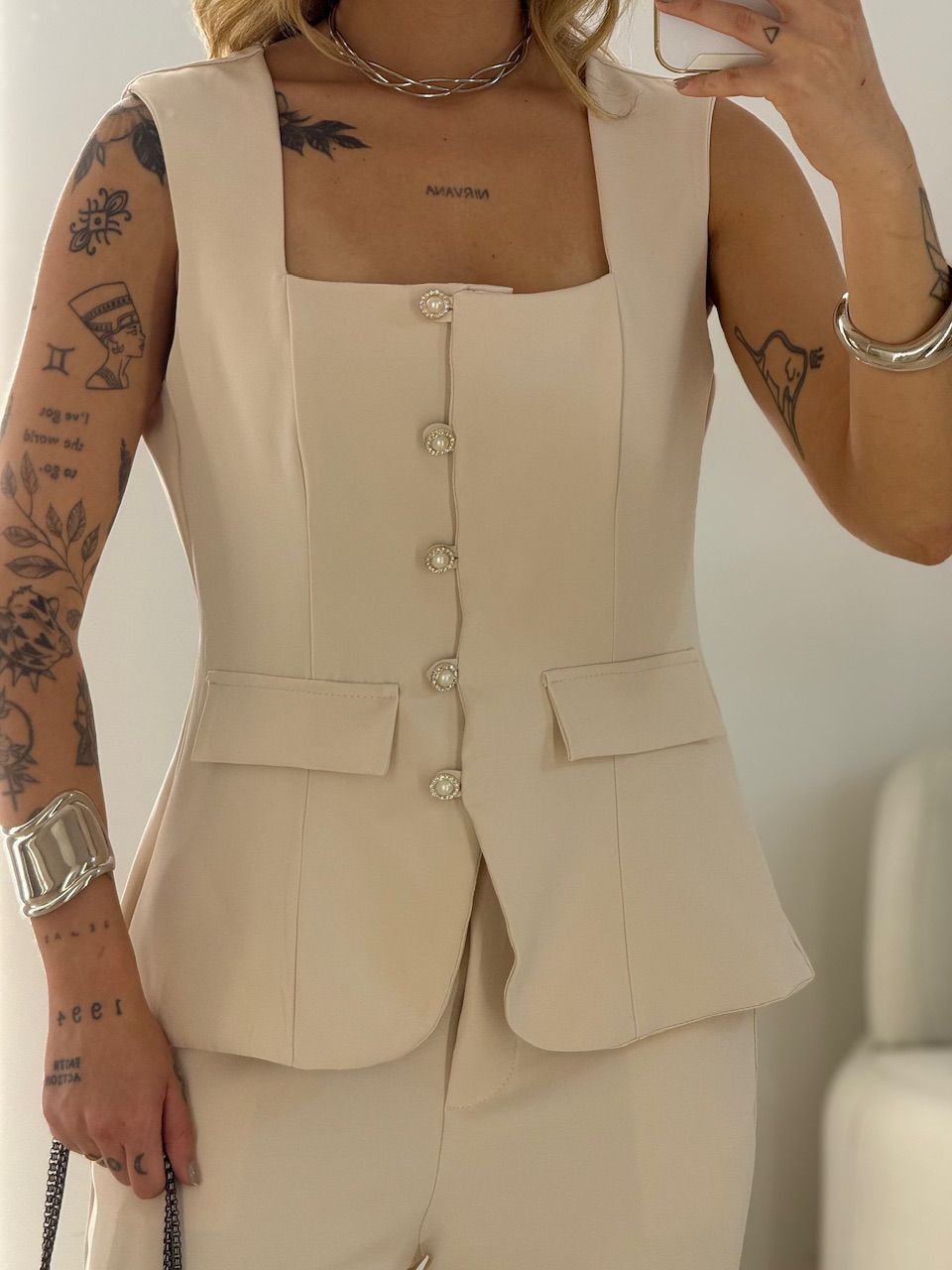 CONJUNTO ISABEL COLETE CALÇA AREIA
