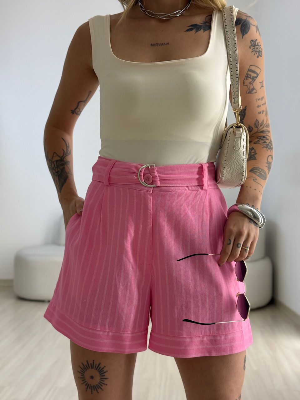 SHORT REGINA LISTRAS ROSA