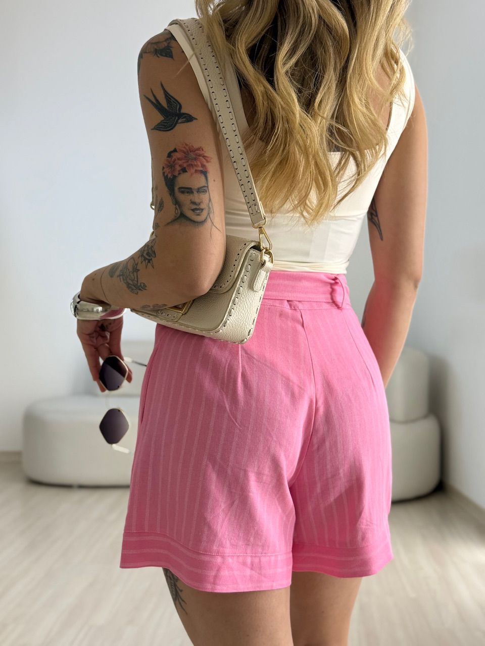 SHORT REGINA LISTRAS ROSA