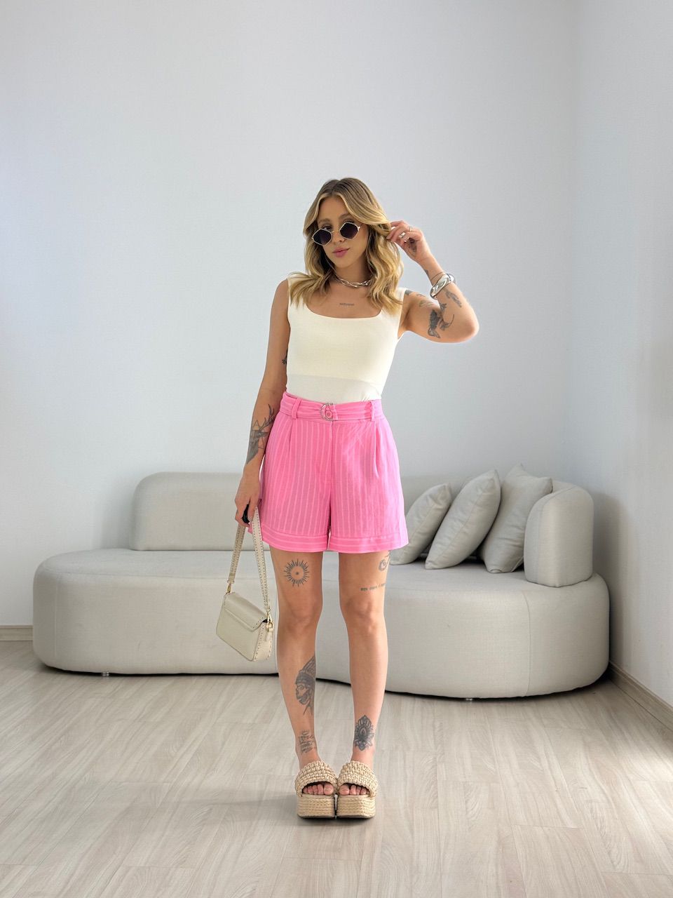 SHORT REGINA LISTRAS ROSA