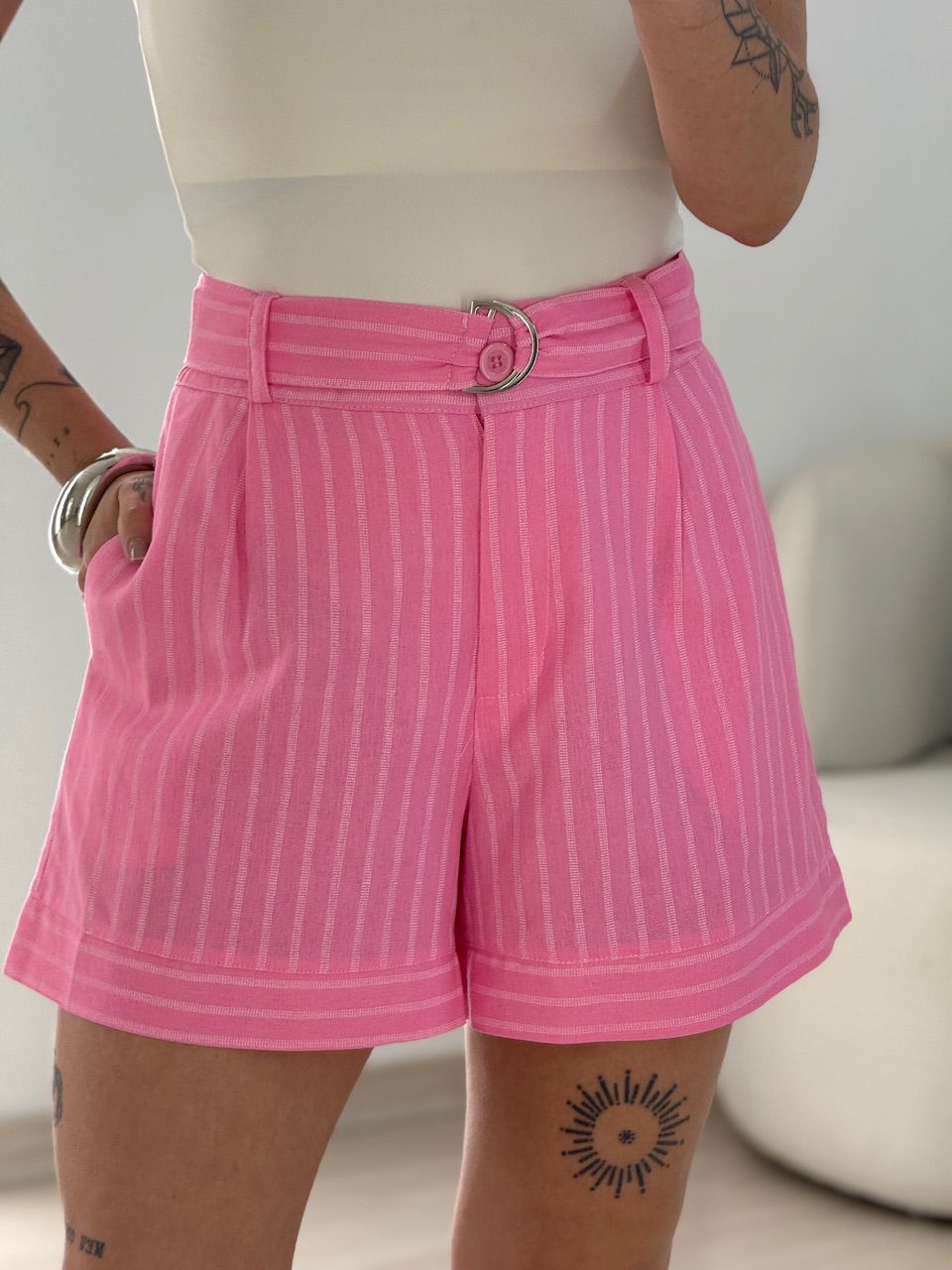SHORT REGINA LISTRAS ROSA