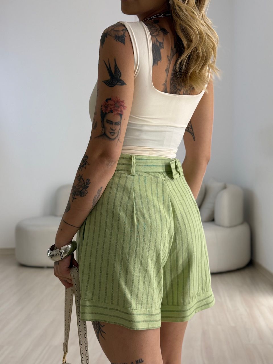 SHORT REGINA LISTRAS VERDE