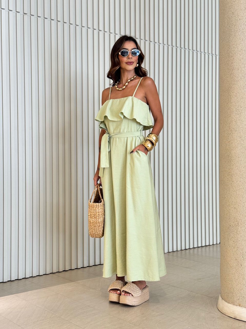 VESTIDO KAROL BABADO BUSTO VERDE