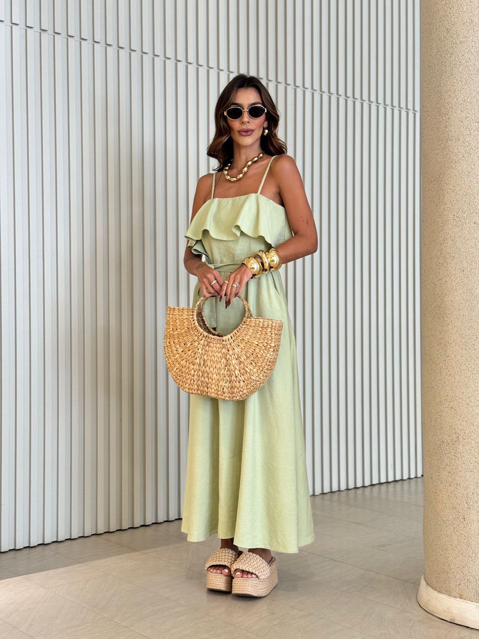 VESTIDO KAROL BABADO BUSTO VERDE