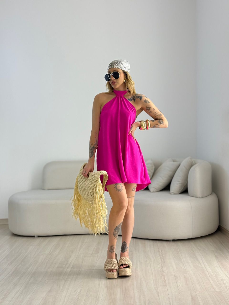 VESTIDO HELOISA CF FRENTE ÚNICA PINK - 0069830291 - CAROLLA FERRARO