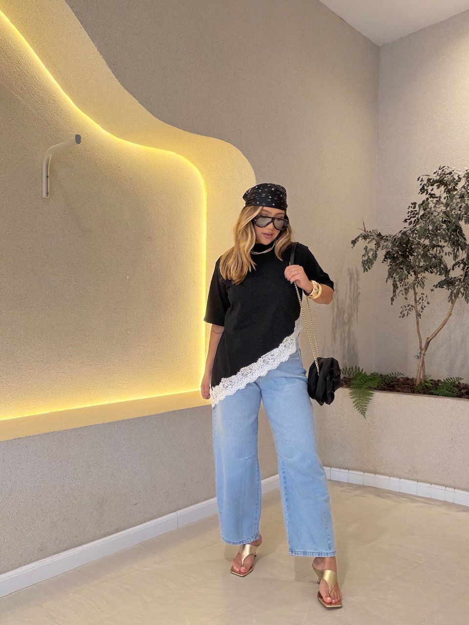 BLUSA MARIANA CF RENDA PRETO/OFF