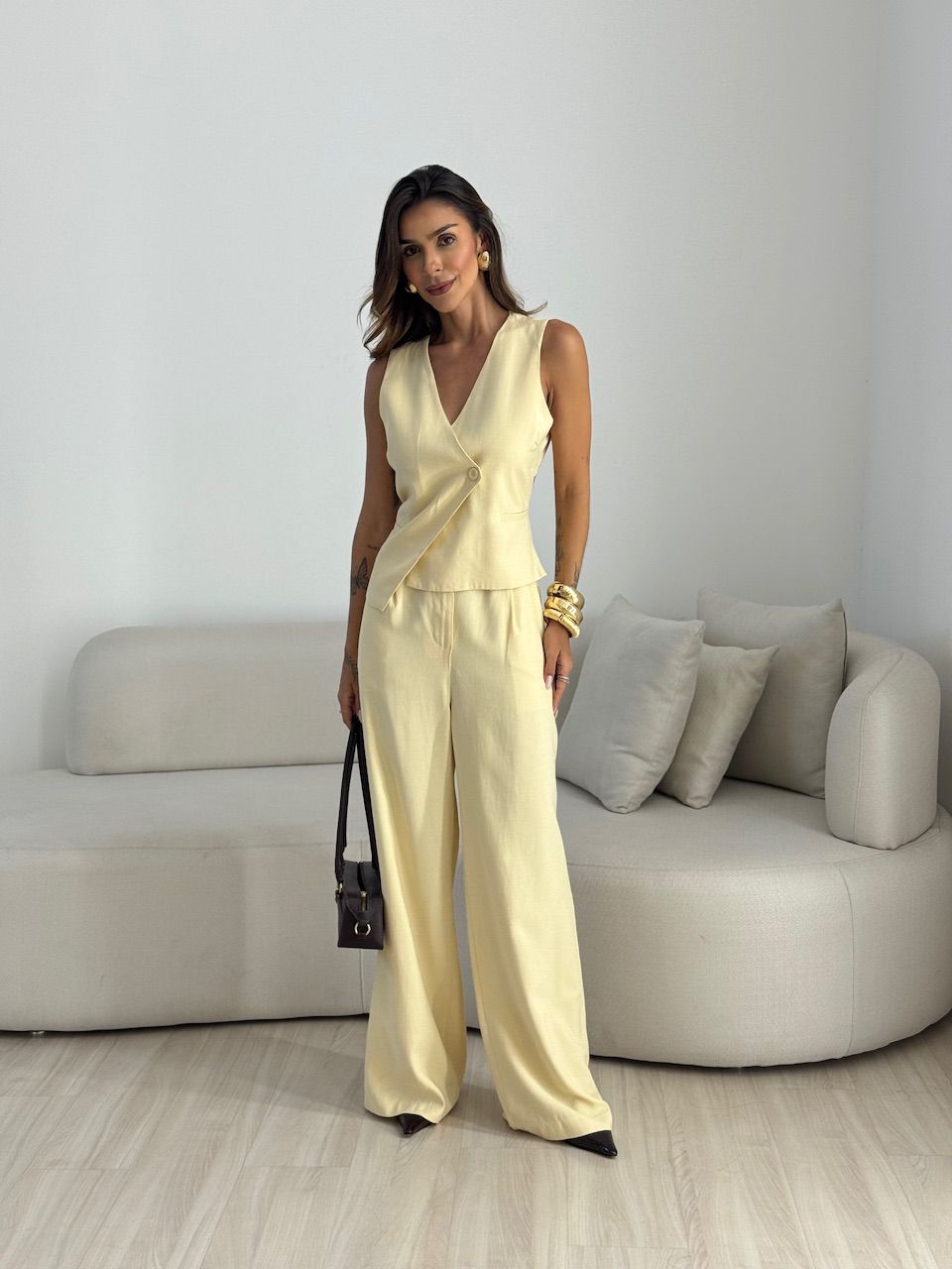 CONJUNTO SILVANA COLETE AMARELO - 0074270111 - CAROLLA FERRARO