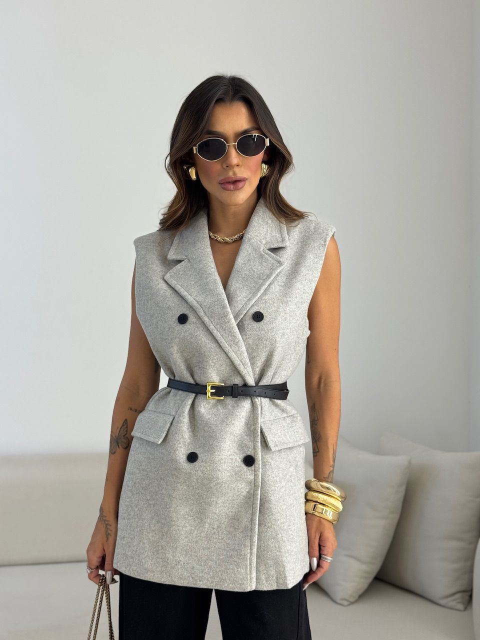 COLETE ANALU LÃ BATIDA CINZA - 0075480091 - CAROLLA FERRARO