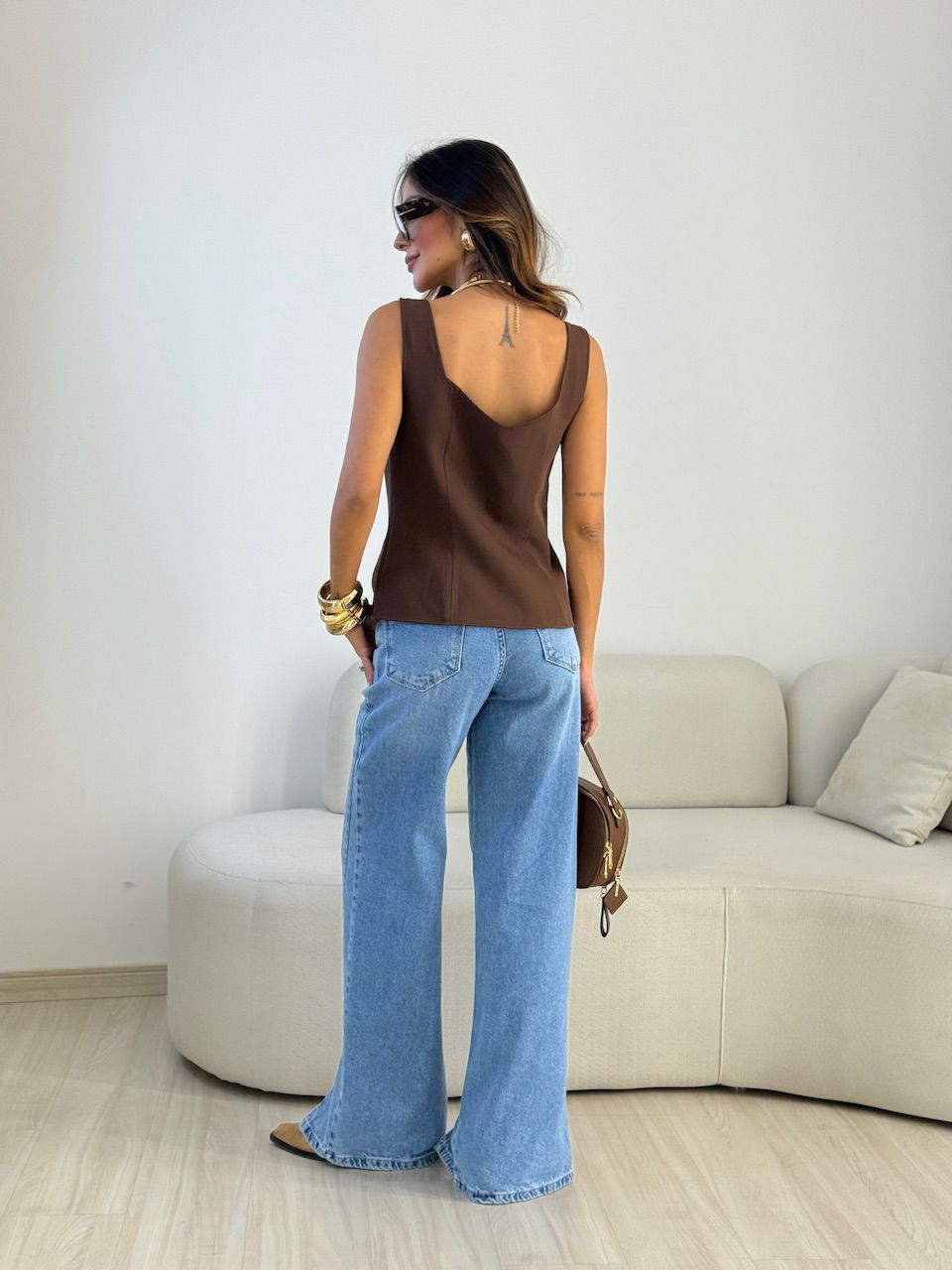 COLETE TÂNIA BOTÕES MARROM