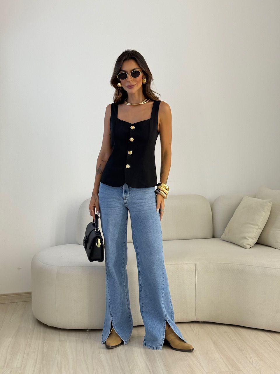 COLETE TÂNIA BOTÕES PRETO