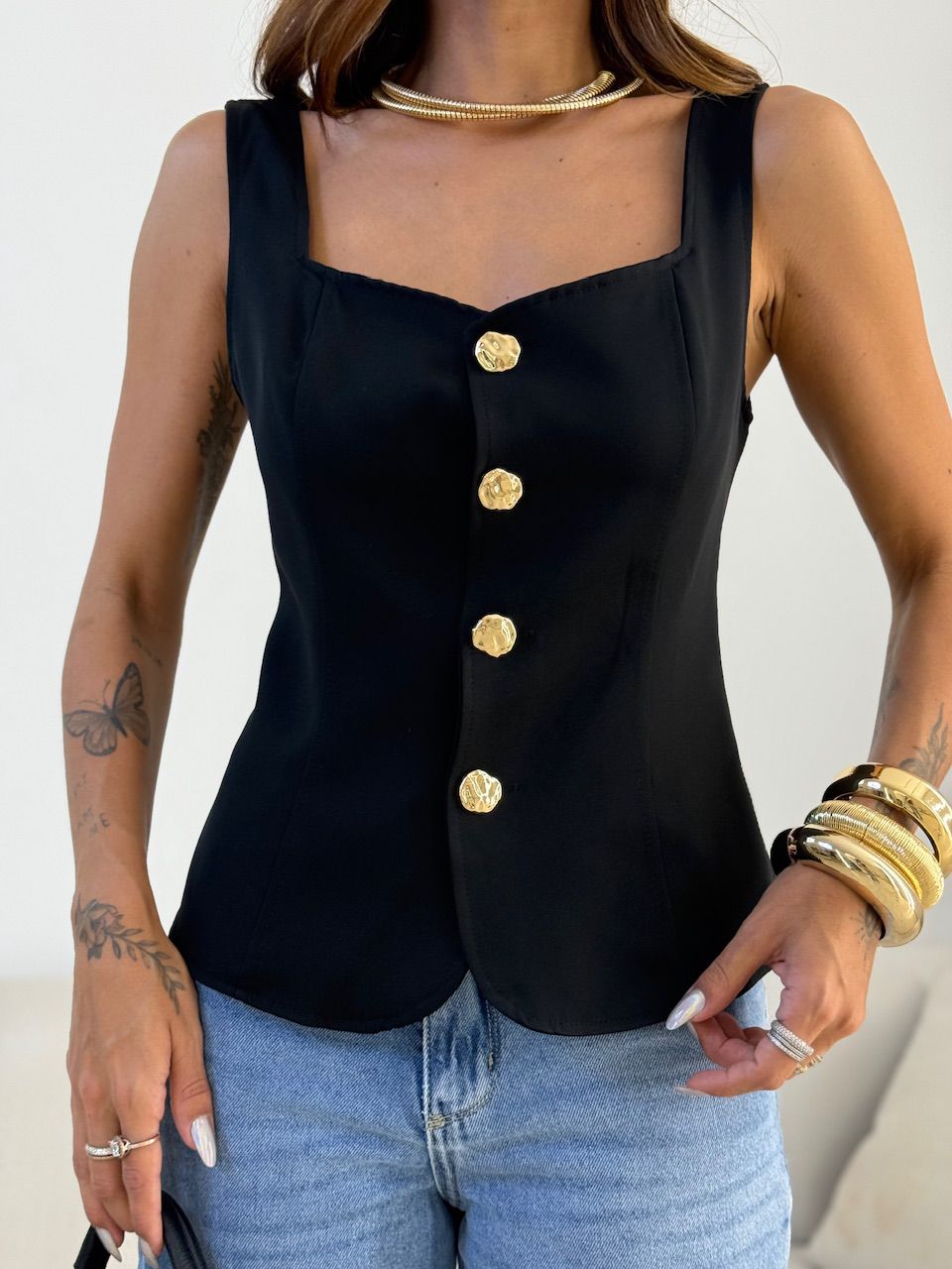 COLETE TÂNIA BOTÕES PRETO