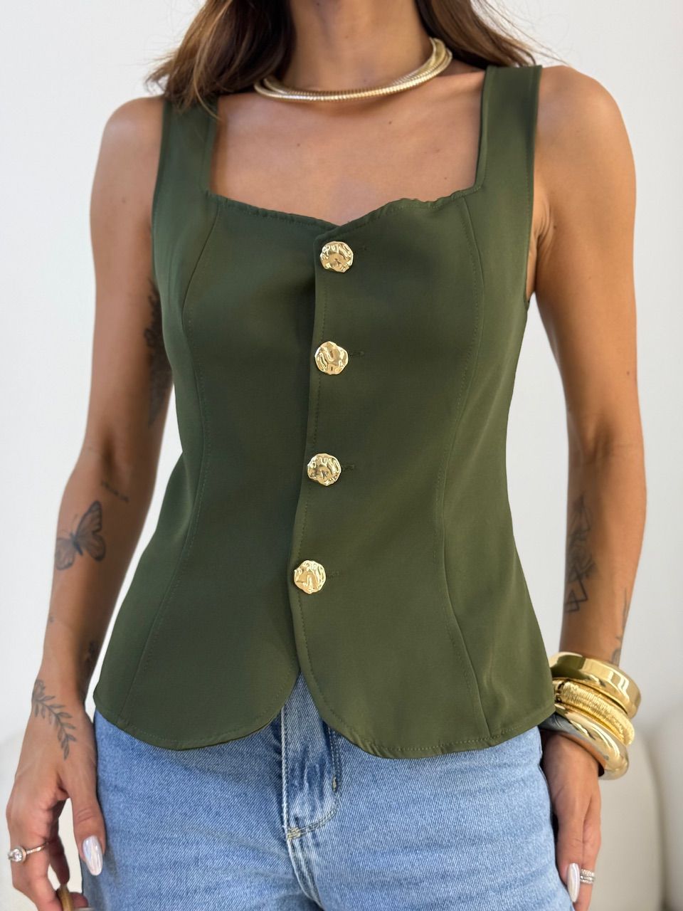 COLETE TÂNIA BOTÕES VERDE