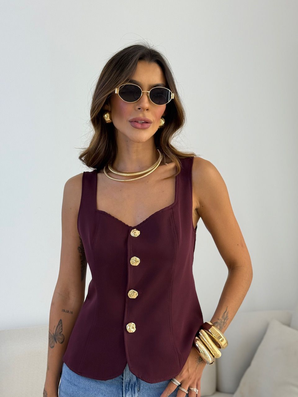 COLETE TÂNIA BOTÕES VINHO