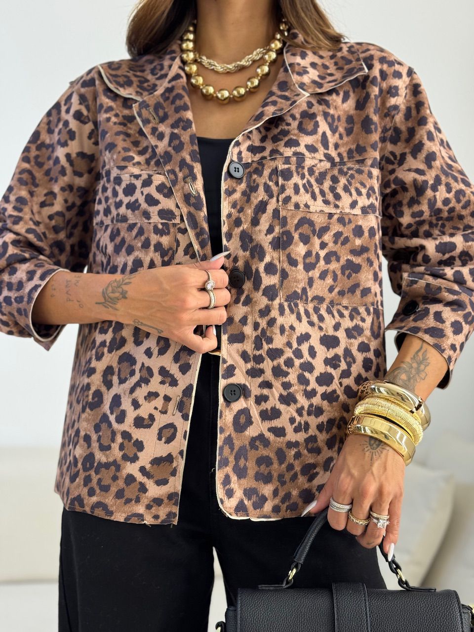 JAQUETA INGRID ANIMAL PRINT MARROM