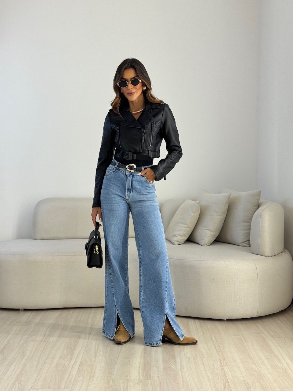 JAQUETA LETICIA COURO FAKE PRETA