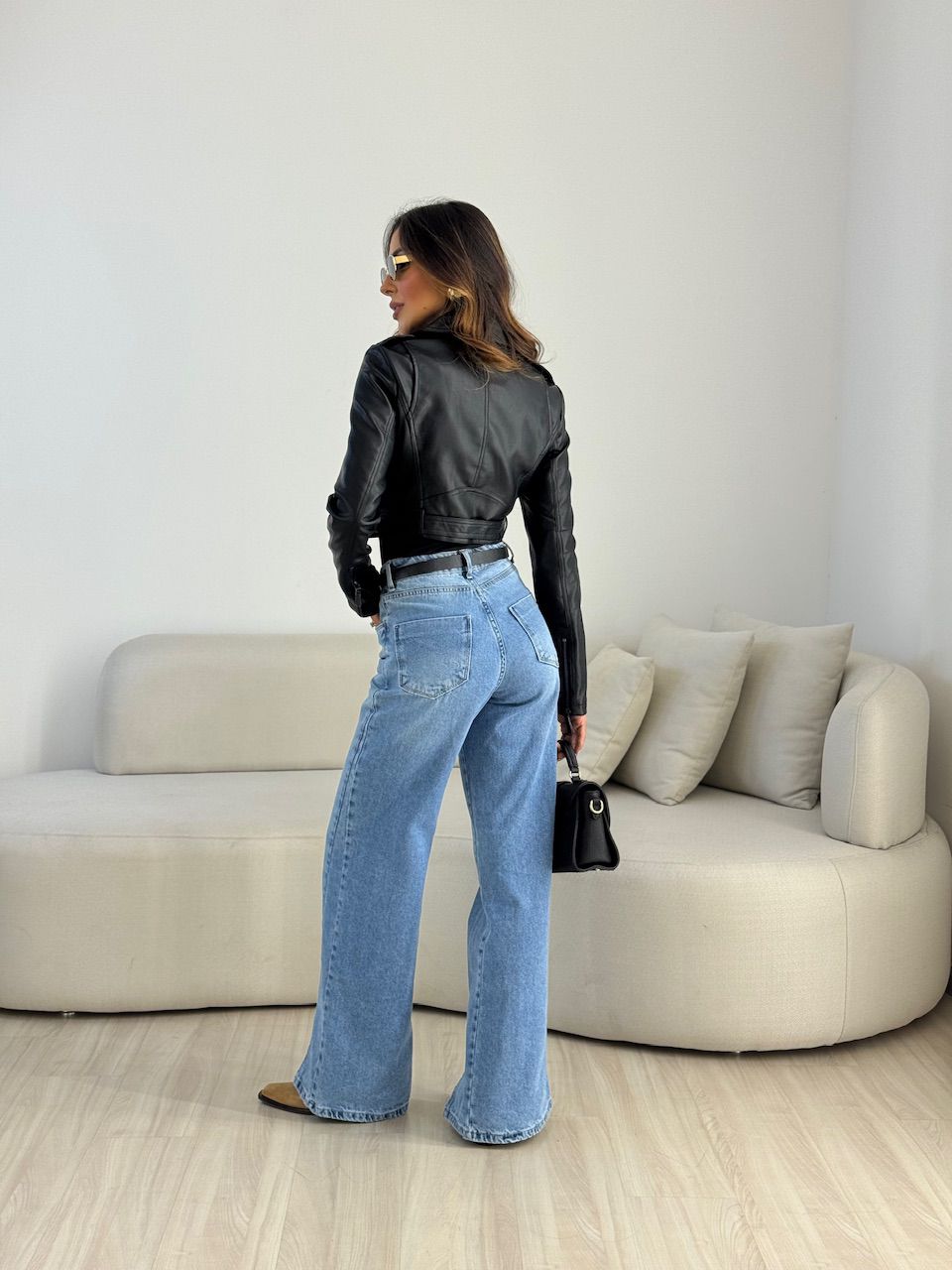 JAQUETA LETICIA COURO FAKE PRETA