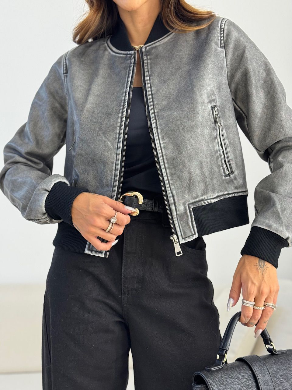 JAQUETA SARA PUNHOS GRAFITE