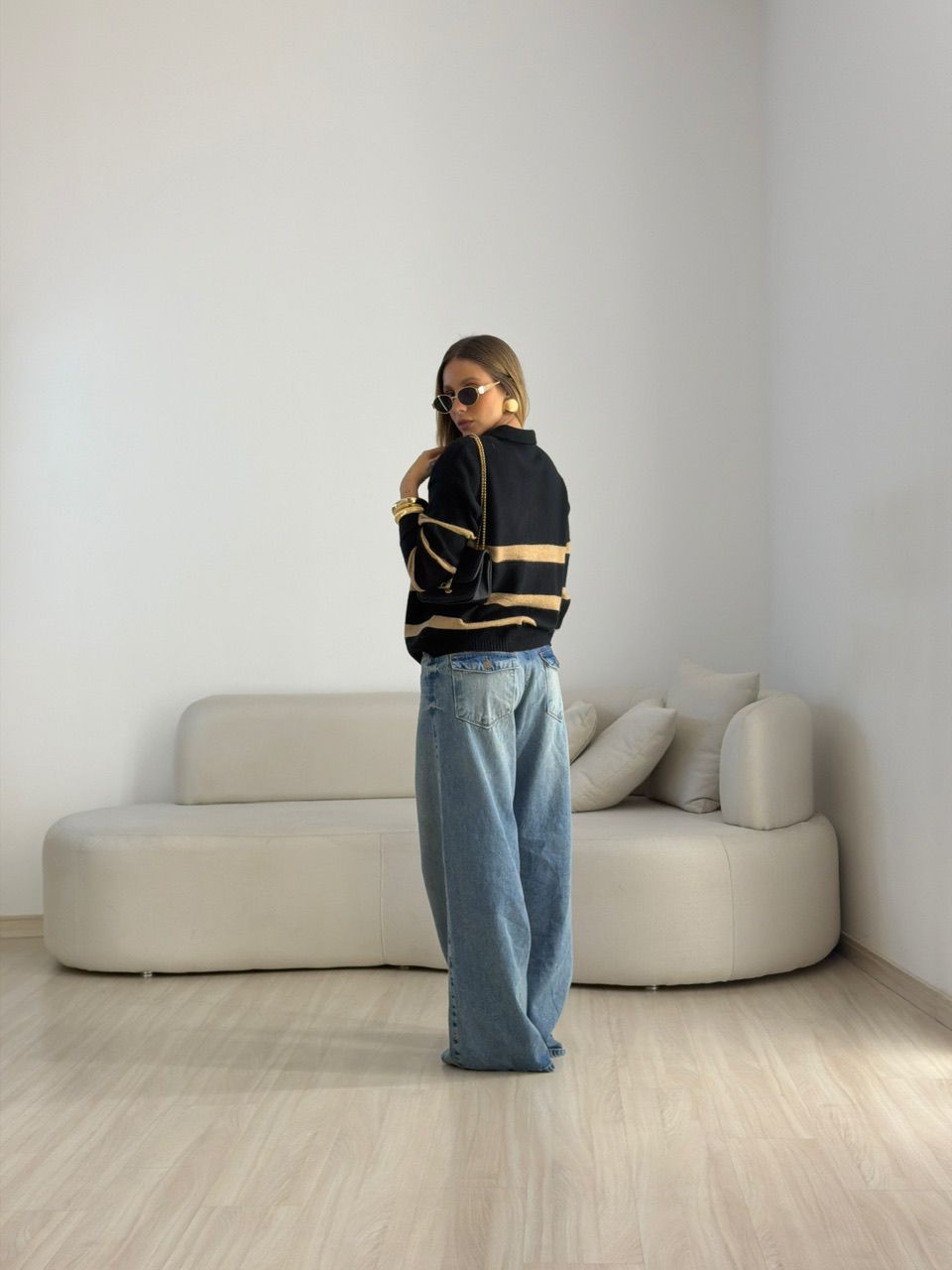 TRICOT CRISTINA LISTRAS PRETO