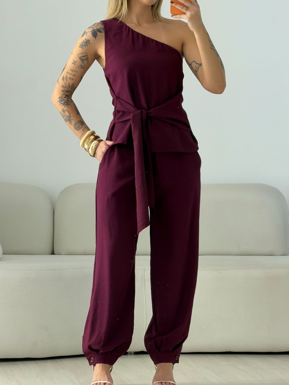 CONJUNTO TAILA NULA MANGA VINHO