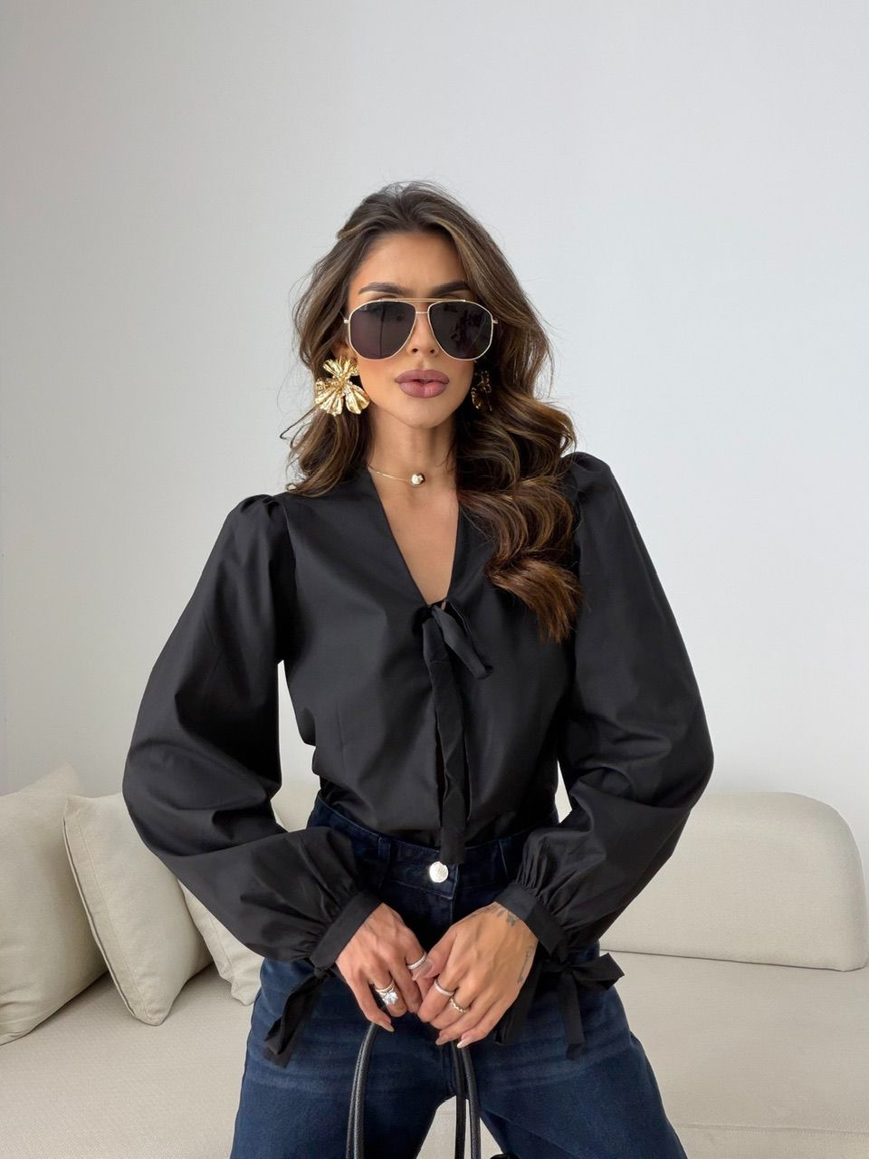 BODY CLAUDIA AMARRAÇÃO PRETO - 0079340032 - CAROLLA FERRARO