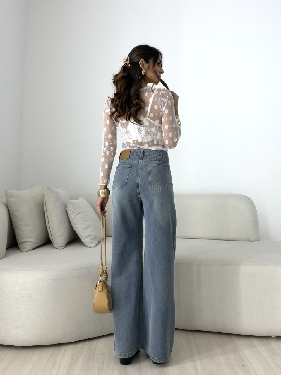 CALÇA ARIEL BRILHO Jeans Claro