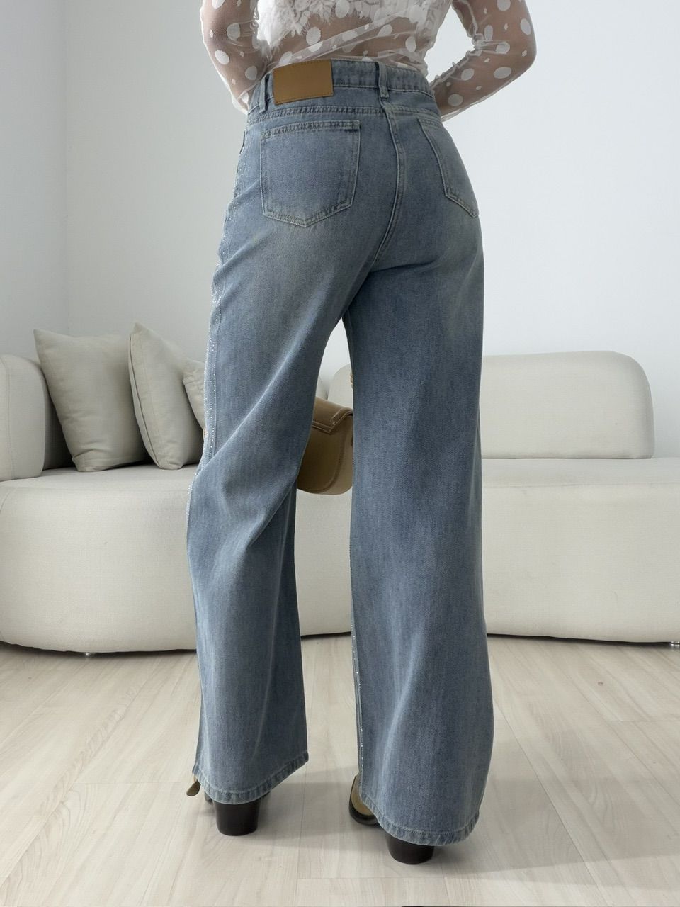 CALÇA ARIEL BRILHO Jeans Claro
