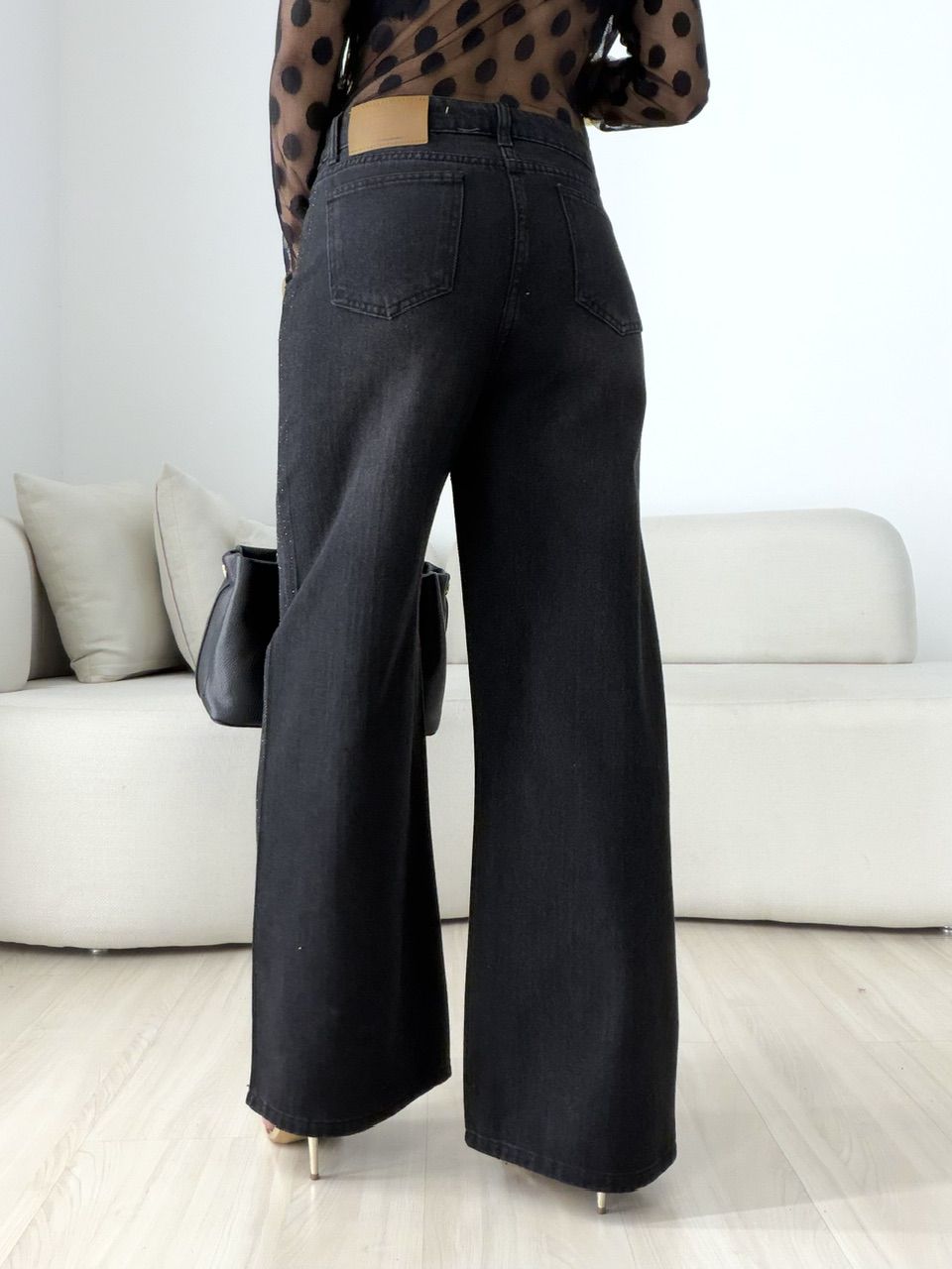 CALÇA ARIEL BRILHO JEANS PRETO