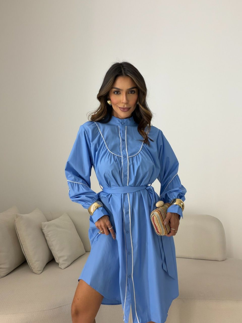 VESTIDO MANU CHEMISE AZUL - 0079350109 - CAROLLA FERRARO