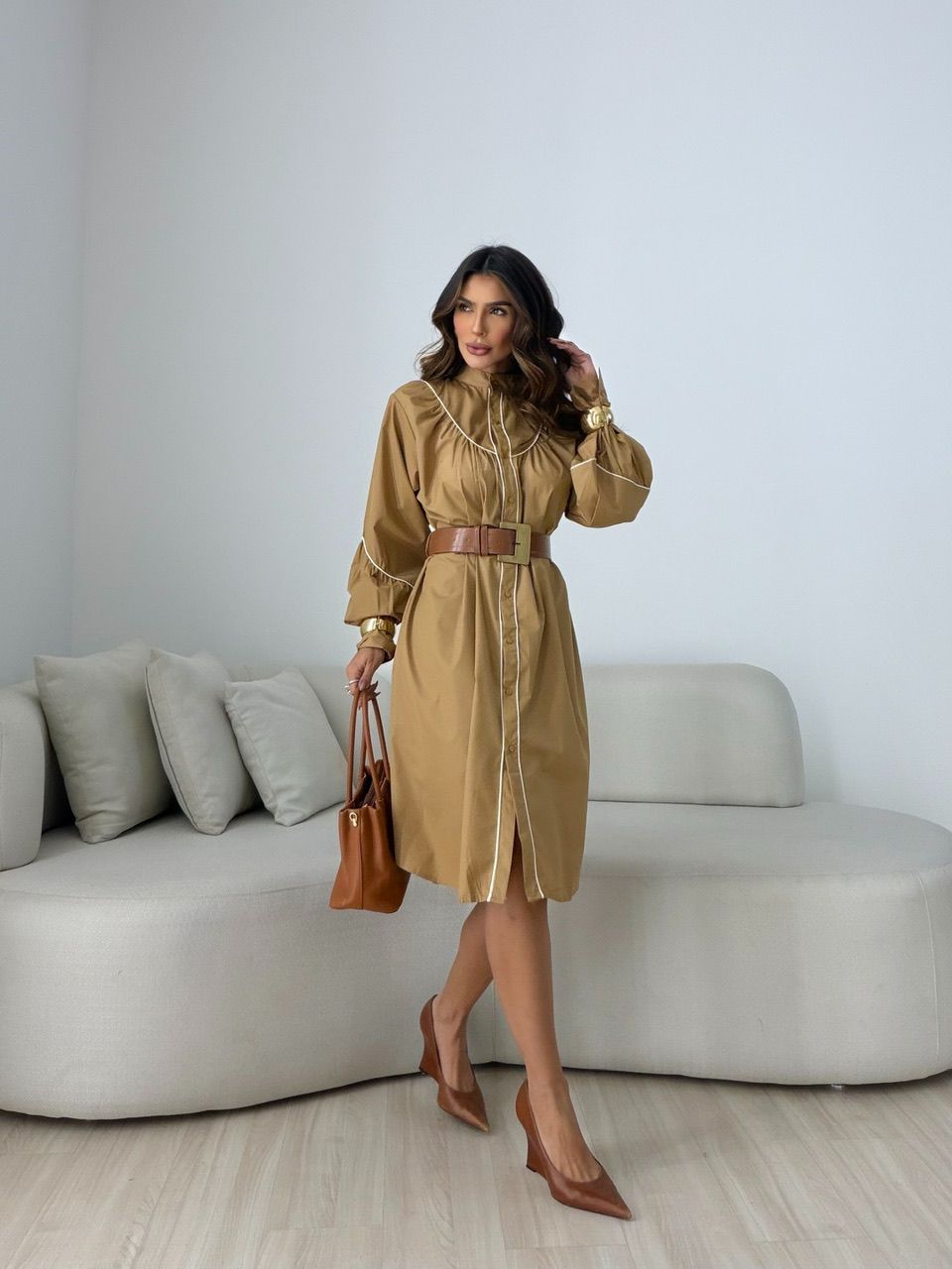 VESTIDO MANU CHEMISE NUDE - 0079350049 - CAROLLA FERRARO