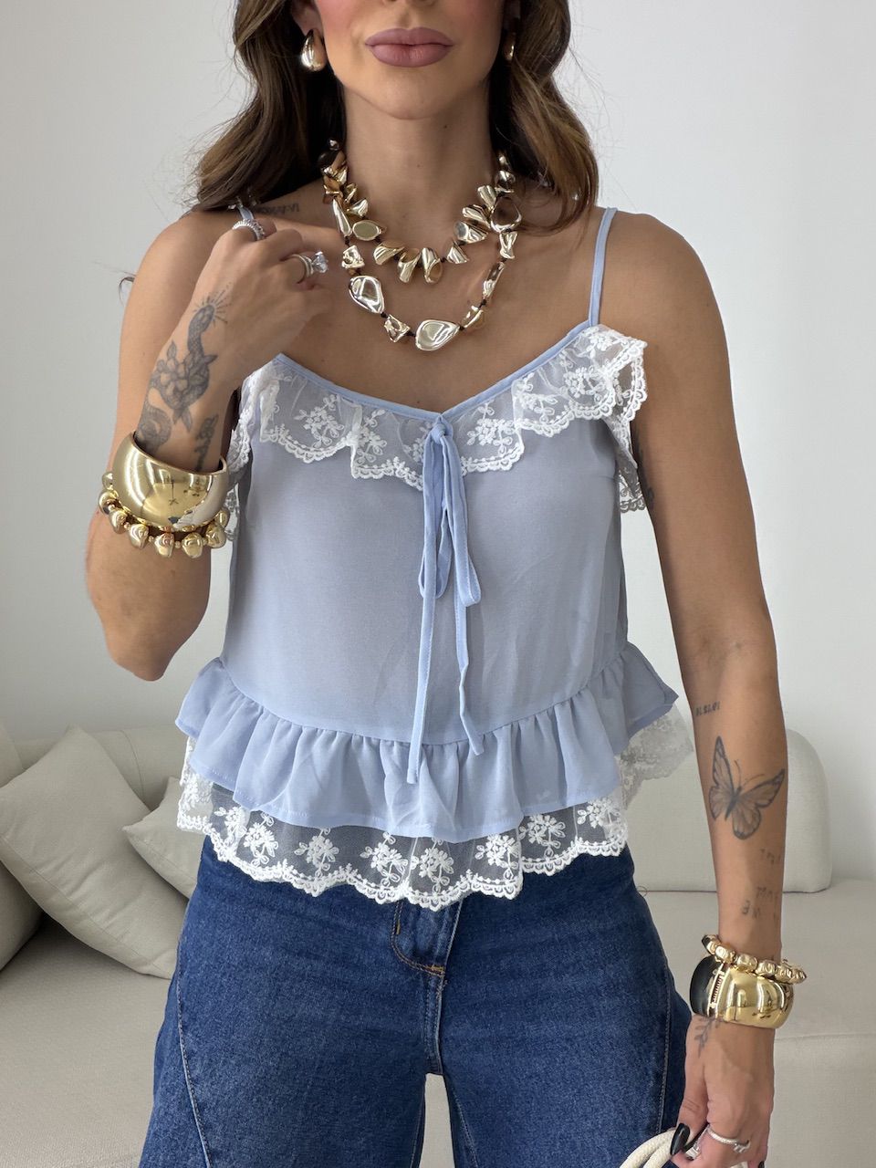 BLUSA LUARA RENDA AZUL