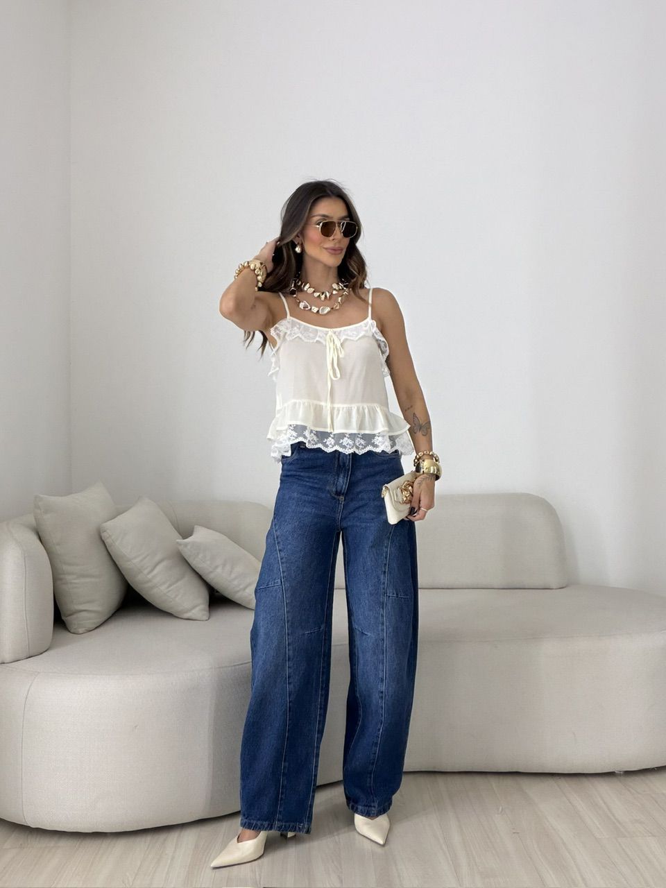 BLUSA LUARA RENDA MARFIM