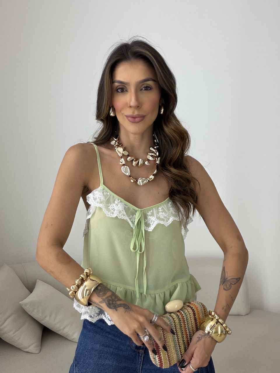 BLUSA LUARA RENDA VERDE