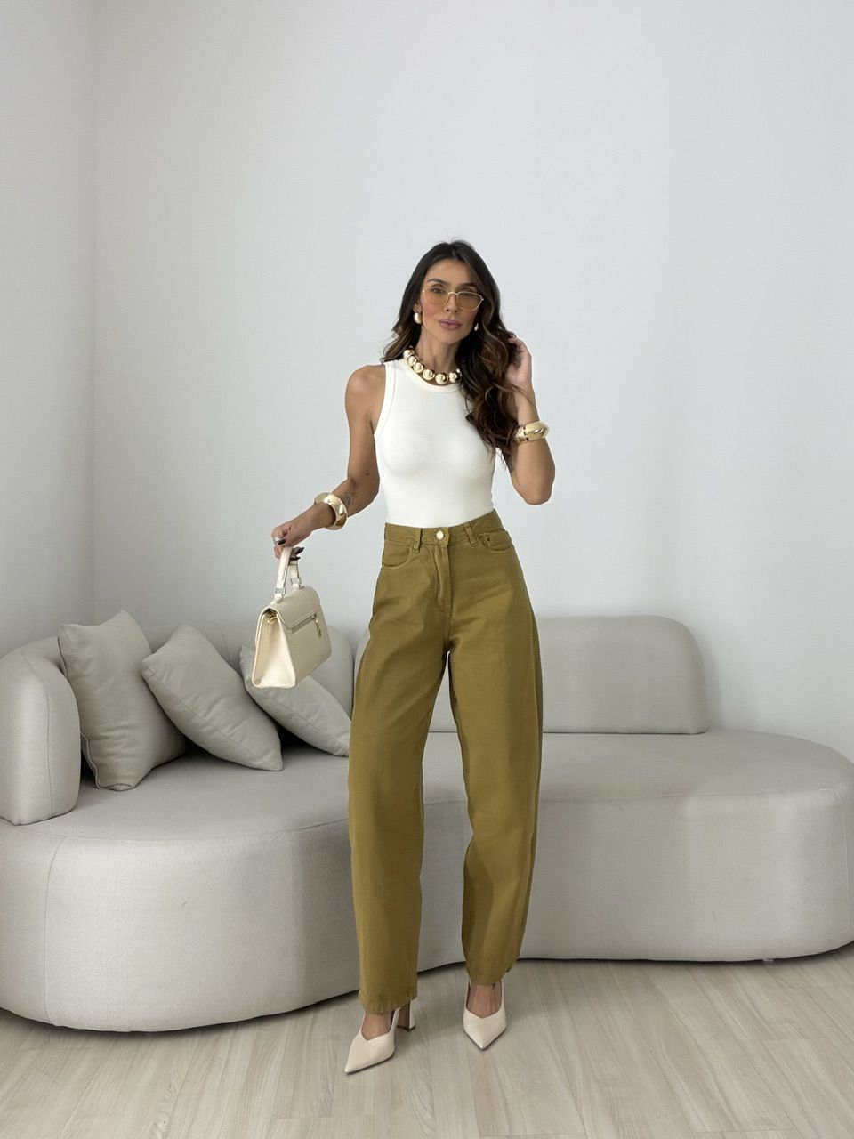 CALÇA MAITÊ BALLOON MOSTARDA