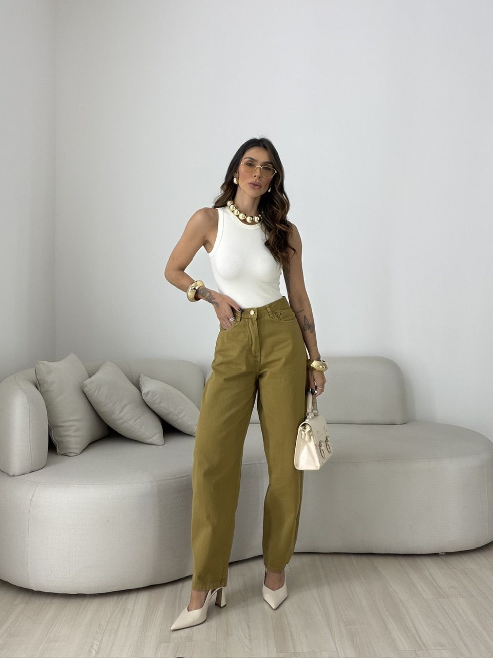 CALÇA MAITÊ BALLOON MOSTARDA