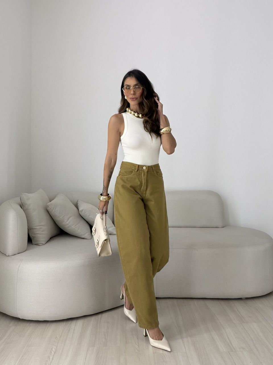 CALÇA MAITÊ BALLOON MOSTARDA