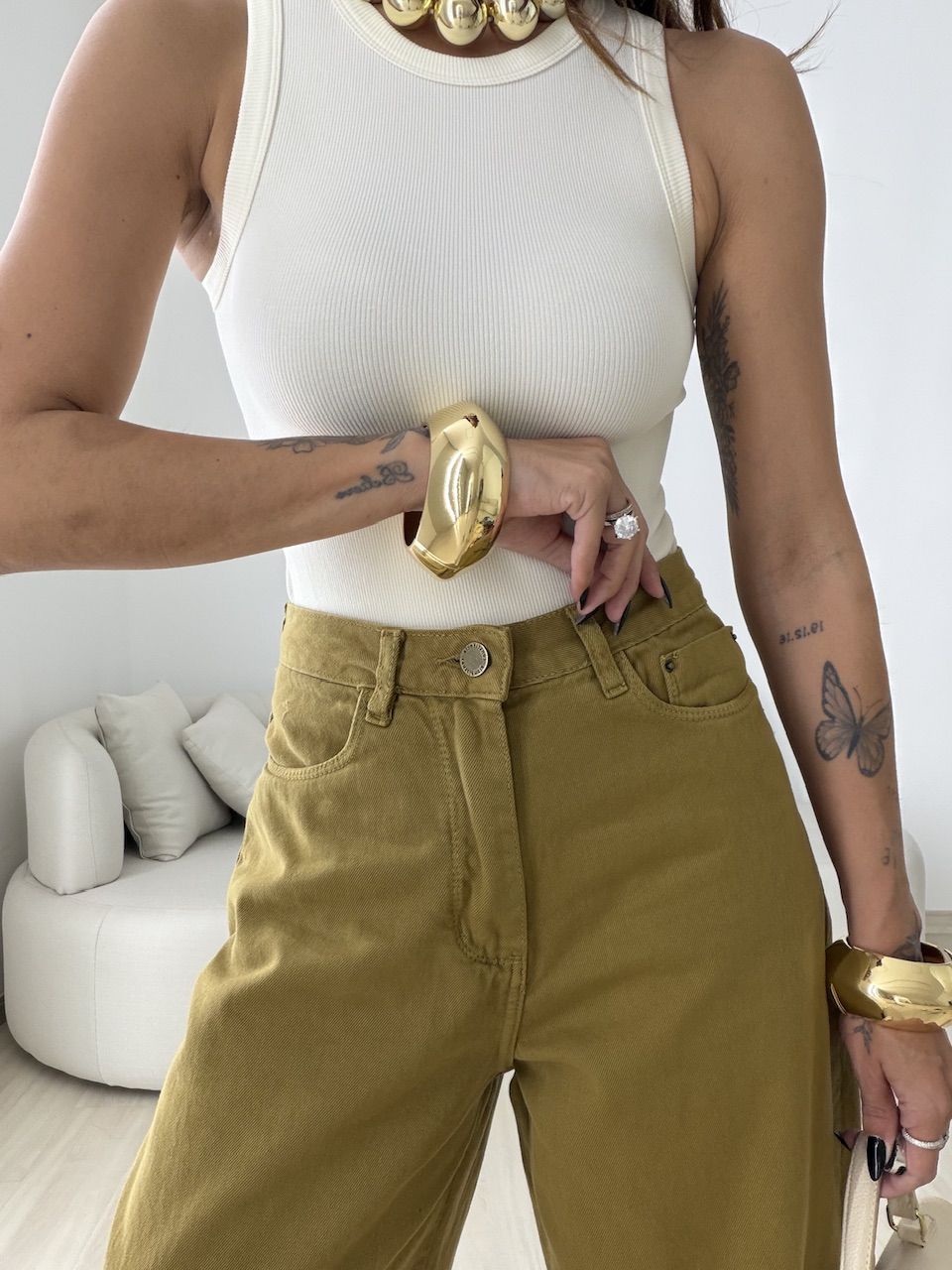 CALÇA MAITÊ BALLOON MOSTARDA