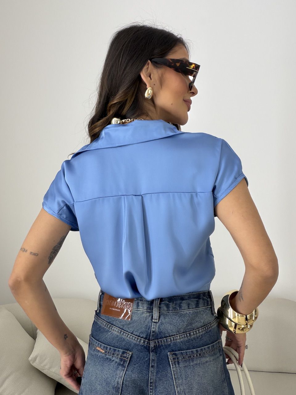 CAMISA NOEMI ACETINADA AZUL