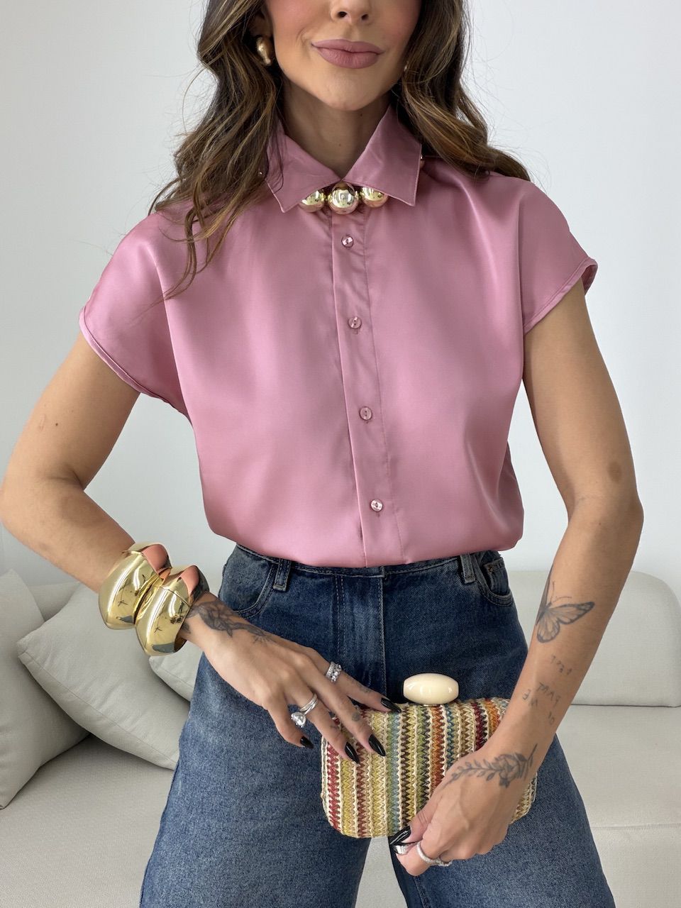 CAMISA NOEMI ACETINADA ROSÊ
