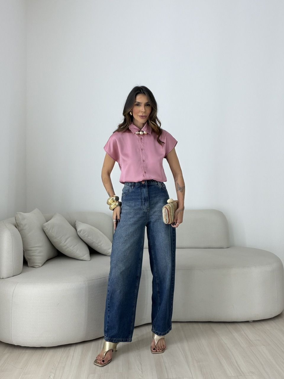 CAMISA NOEMI ACETINADA ROSÊ