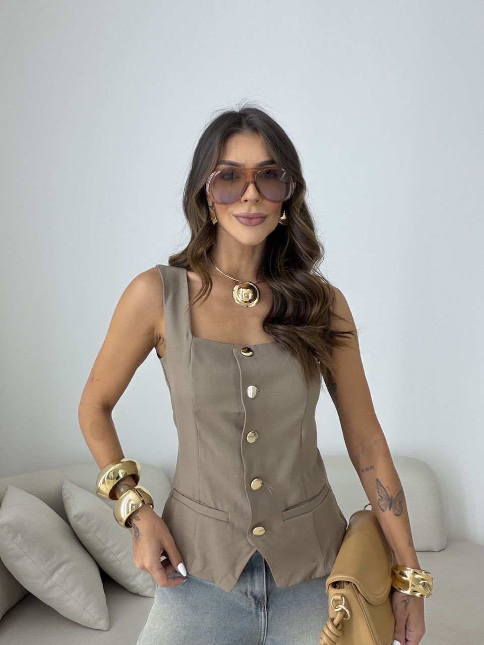 COLETE JENIFER ALFAIATARIA CAQUI - 0080410096 - CAROLLA FERRARO