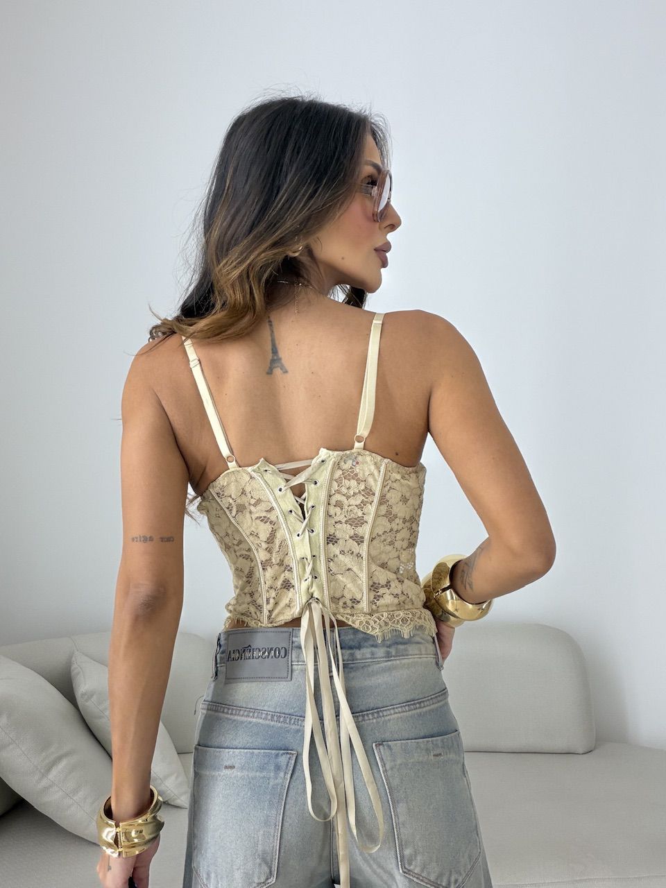 CORSELET ROSE RENDA NUDE