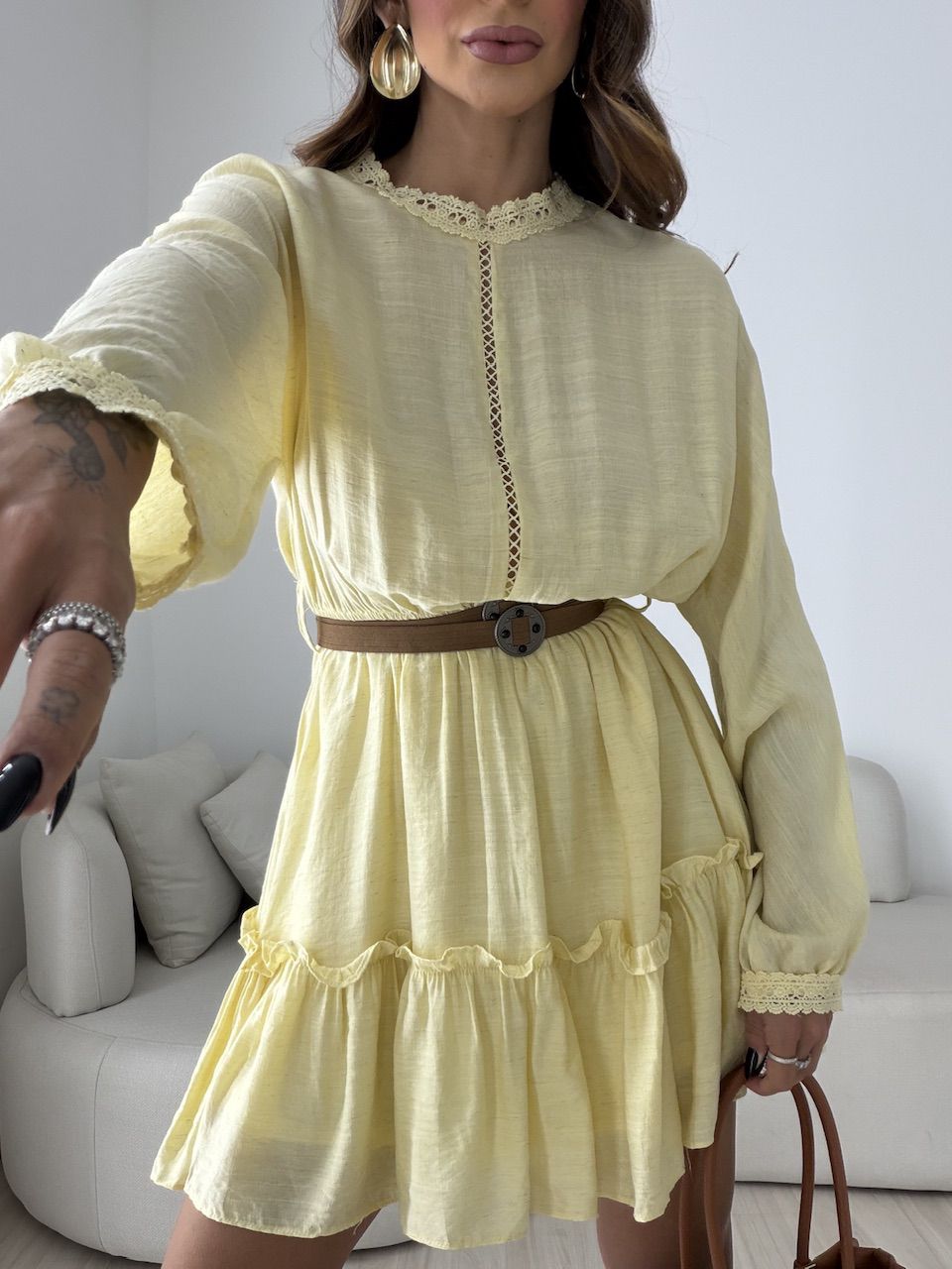 VESTIDO SAMIRA MANGA LONGA AMARELO