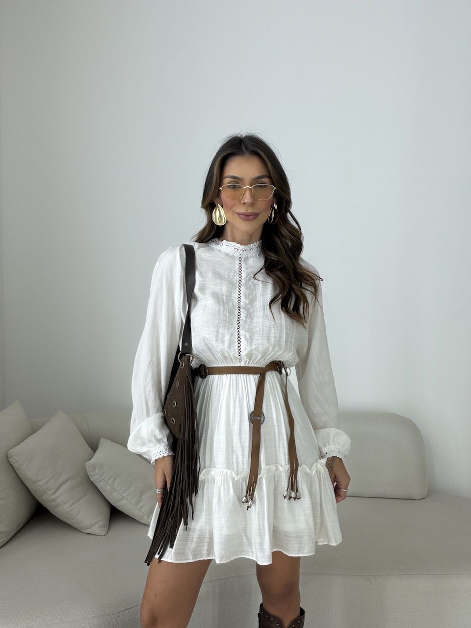 VESTIDO SAMIRA MANGA LONGA OFF - 0080050048 - CAROLLA FERRARO
