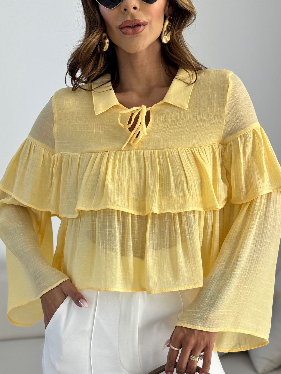 BLUSA FABIOLA BABADO AMARELA
