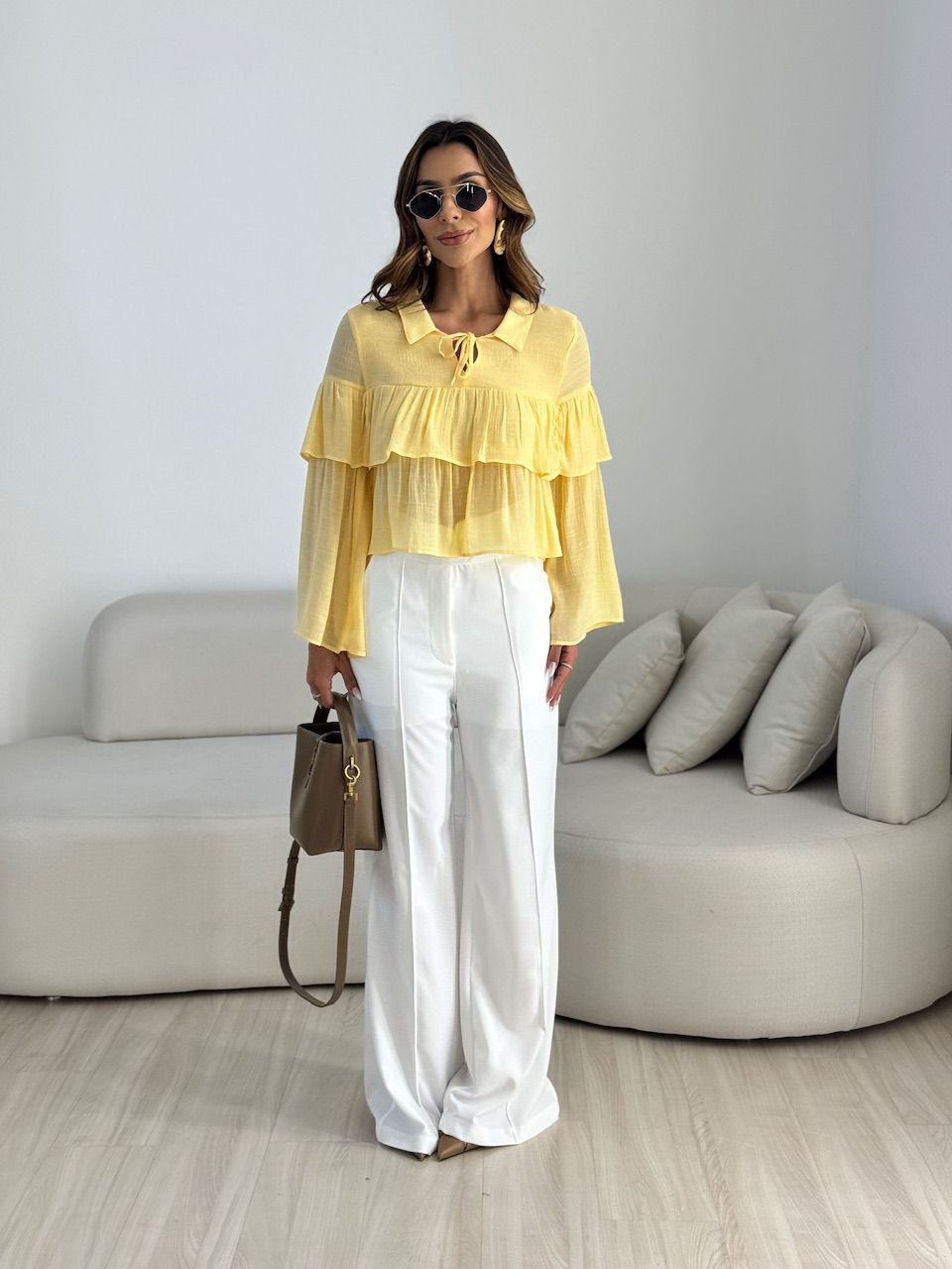 BLUSA FABIOLA BABADO AMARELA