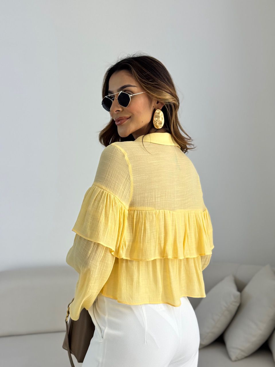 BLUSA FABIOLA BABADO AMARELA
