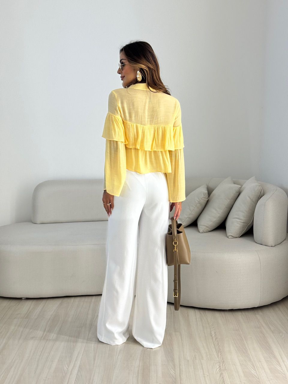 BLUSA FABIOLA BABADO AMARELA